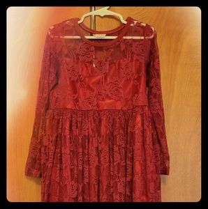 Girls lace full length dress